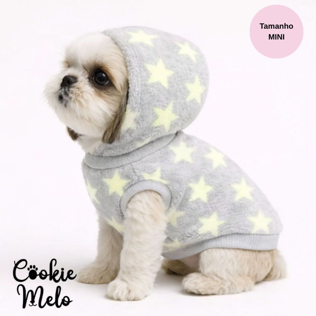 Roupa Pet Pijama Para Pinscher Filhote Gato Frio Quentinha Brilha no Escuro Com Touca Confortavel