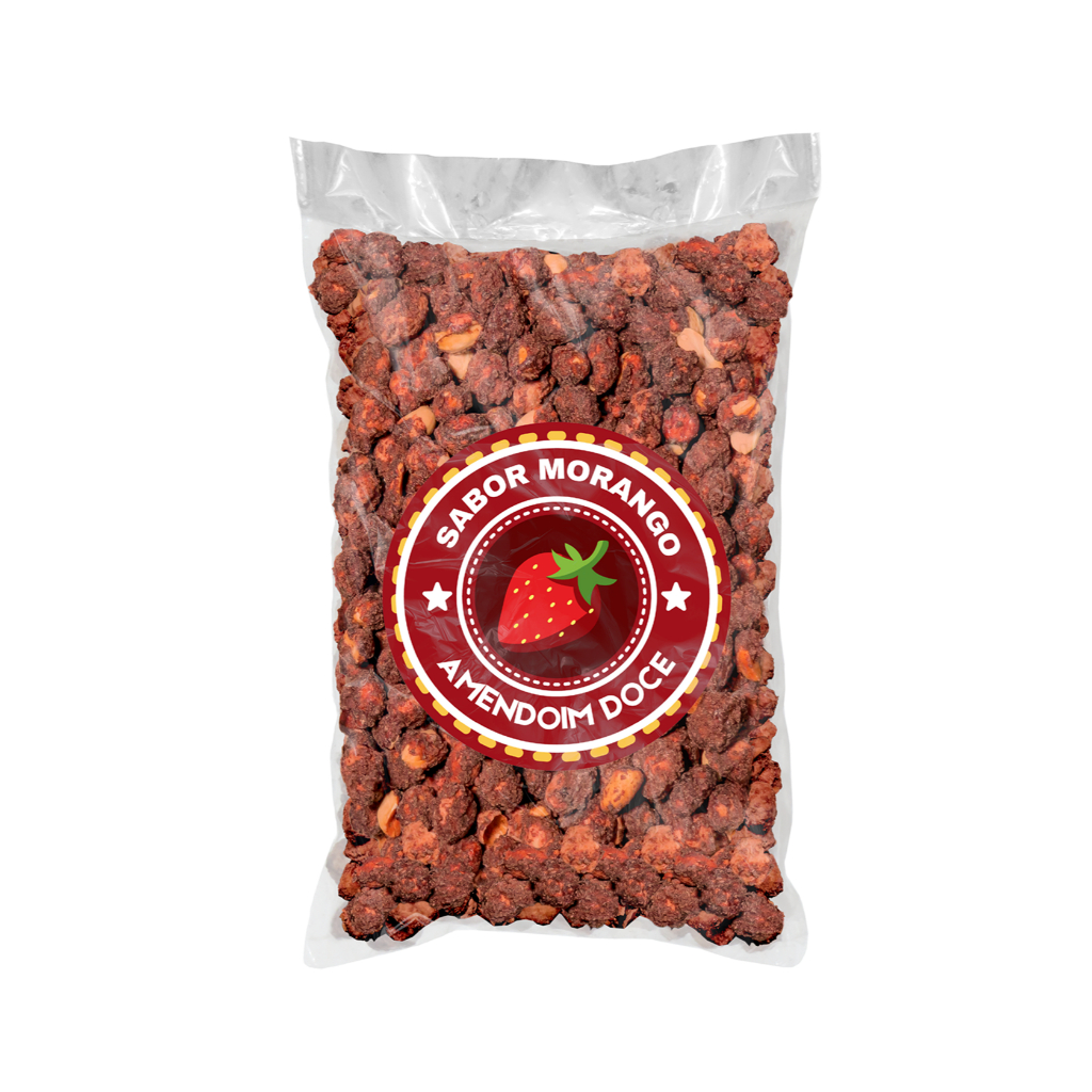 Amendoim Doce Caramelizado Sabor Morango Pralinê