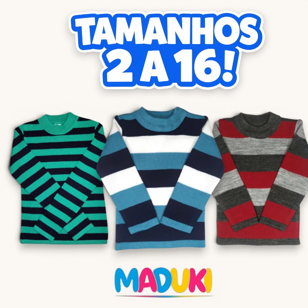 Blusa de Lã Tricot Infantil Juvenil Masculino Inverno