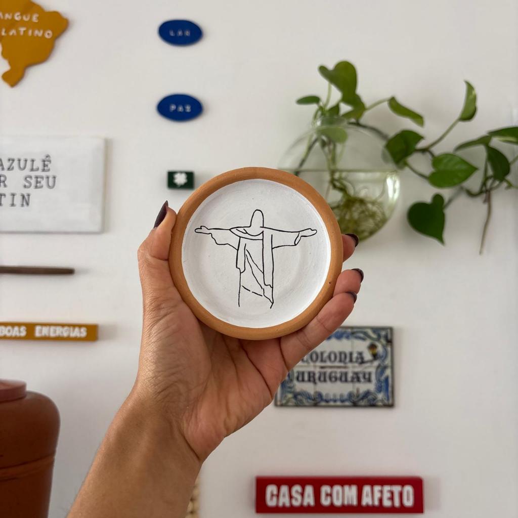 Mini Pratos de Barro Pintados à Mão | Arte Brasileira | 9cm | Decoração Artesanal | Brasilidades — imagem 2 de 2