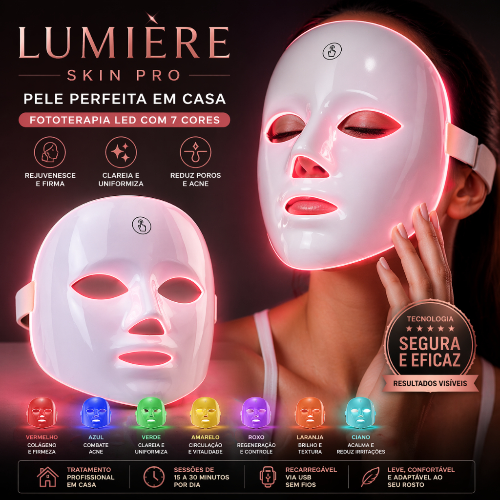 Máscara Facial LED – Fototerapia para Rejuvenecimen , Clarea