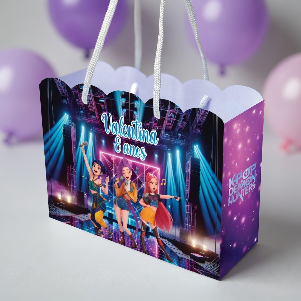 Sacola Personalizada Guerreiras Do Kpop | Sacolinha Personalizada | Kit com Alça e Pegue e Monte | Lembrancinha Festa