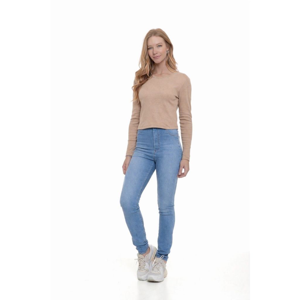 Blusa Cropped Moda Feminina Canelada Do P M G GG Estilosa Inverno 080393-C4