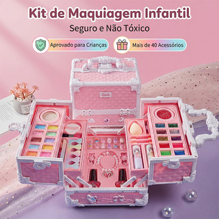 Children's Makeup Case Set with Washable Children's Case 48 Pieces Children's Gift