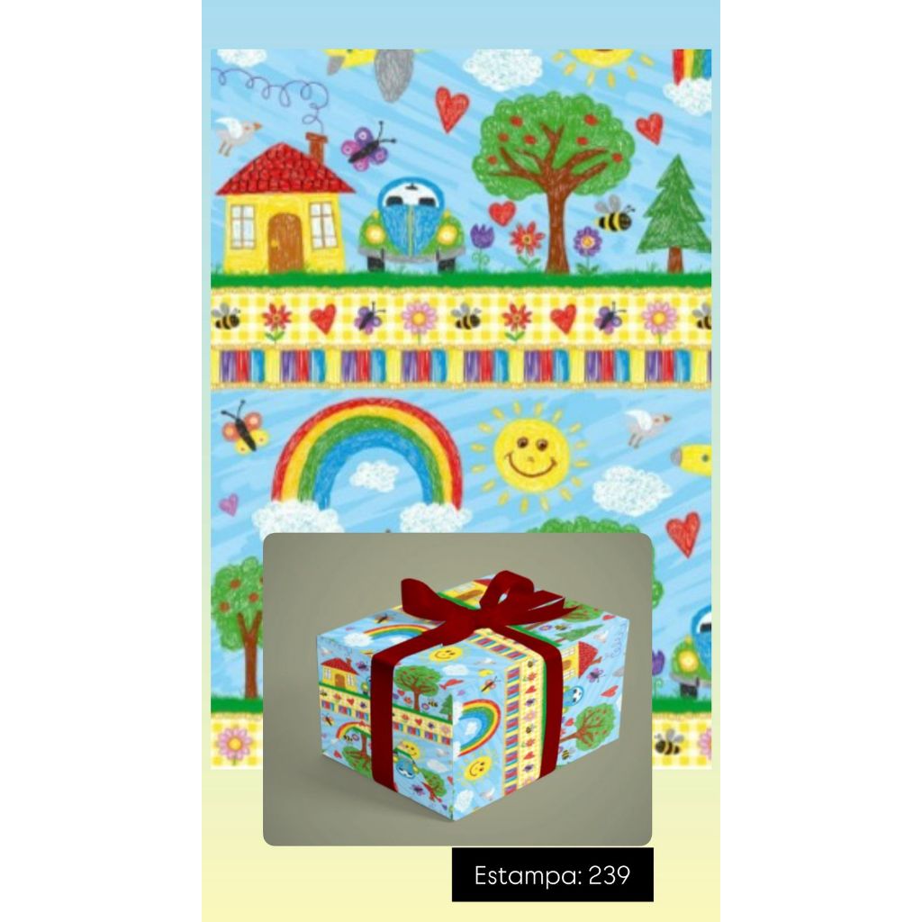 Papel de Presente Infantil Folha 50x60 - Pct c\ 40 folhas
