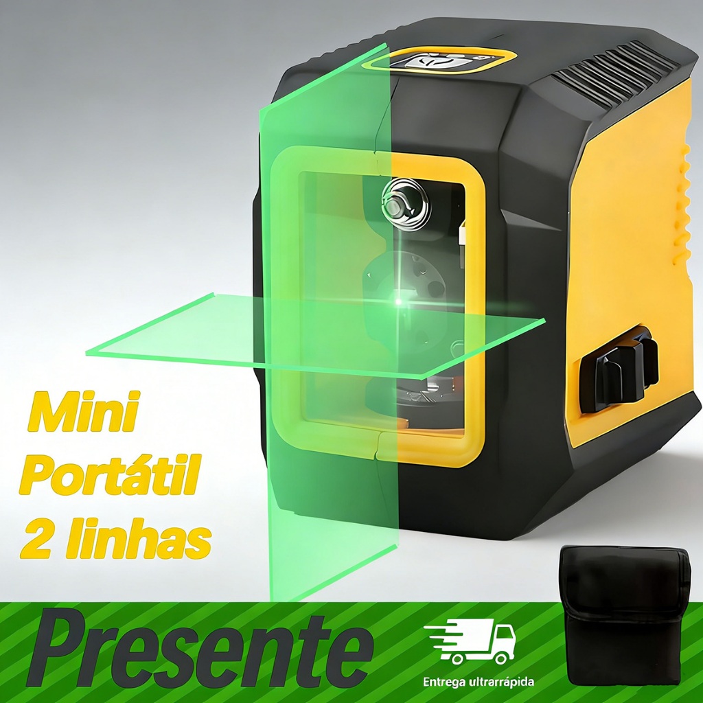 Nível Laser Profissional 2 Linhas Auto Nivelante Portátil Alcance 20 Metros Nivelador para Construção