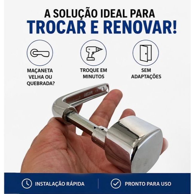 Maçaneta Alavanca Bola para Portas Cor Cromada - Universal Fechaduras