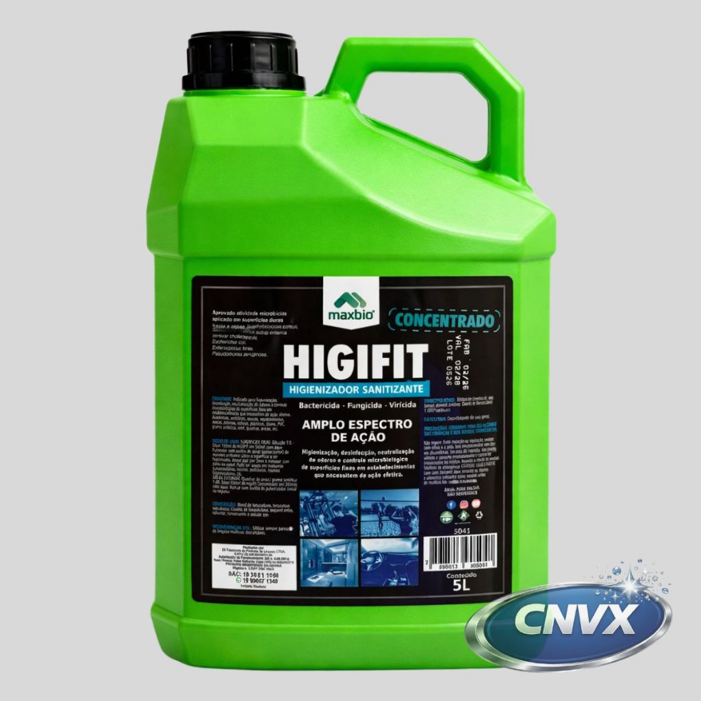 Higienizador Higifit Bactericida Sanitizante Limpeza Geral Neutralizador De Odores Fungicida 5L Maxb