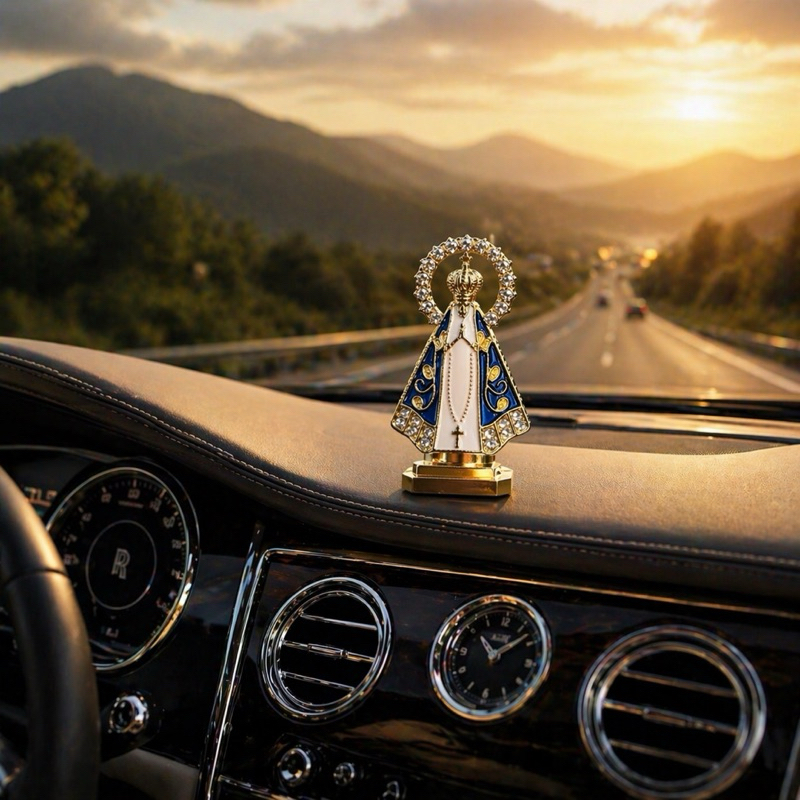 Imagem metal auto colante nossa senhora aparecida painel de carro 6cm
