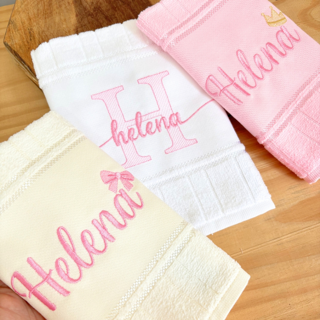Kit 3 Toalhinha de Boca Para Bebê Menina Personalizada Com Nome | Atoalhado Aveludado