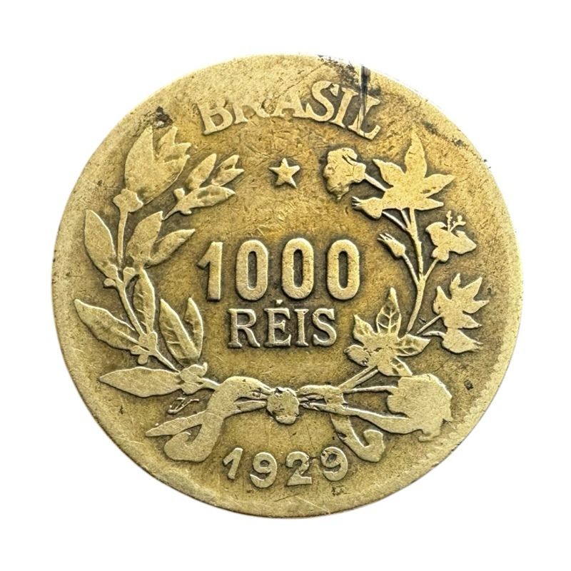MOEDA BRASIL 1000 RÉIS 1929 ESCASSA RARA COLEÇÃO AUTÊNTICA ANTIGA