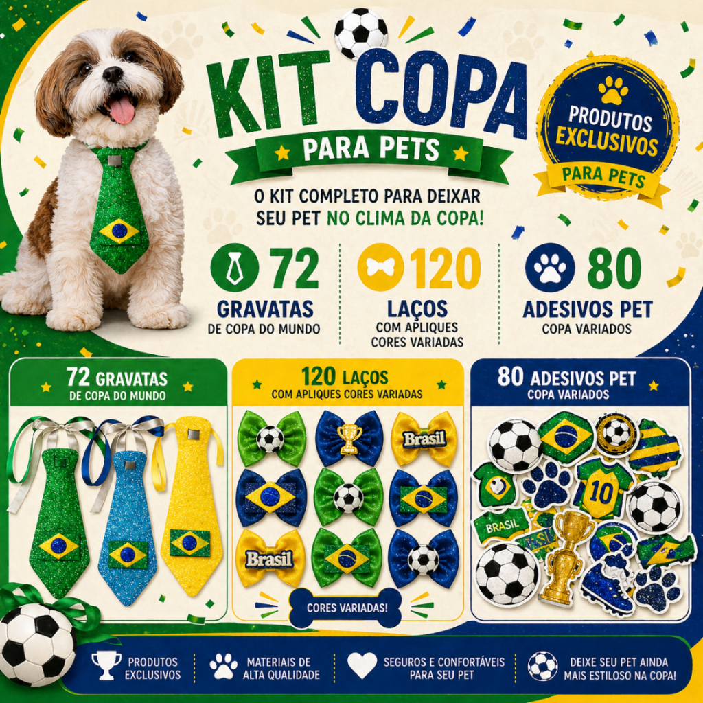 Laços Pet Copa, Laços BRASIL, Gravatas Pet, Laço Pescoço Pet e Lacinhos Pet COPA DO MUNDO