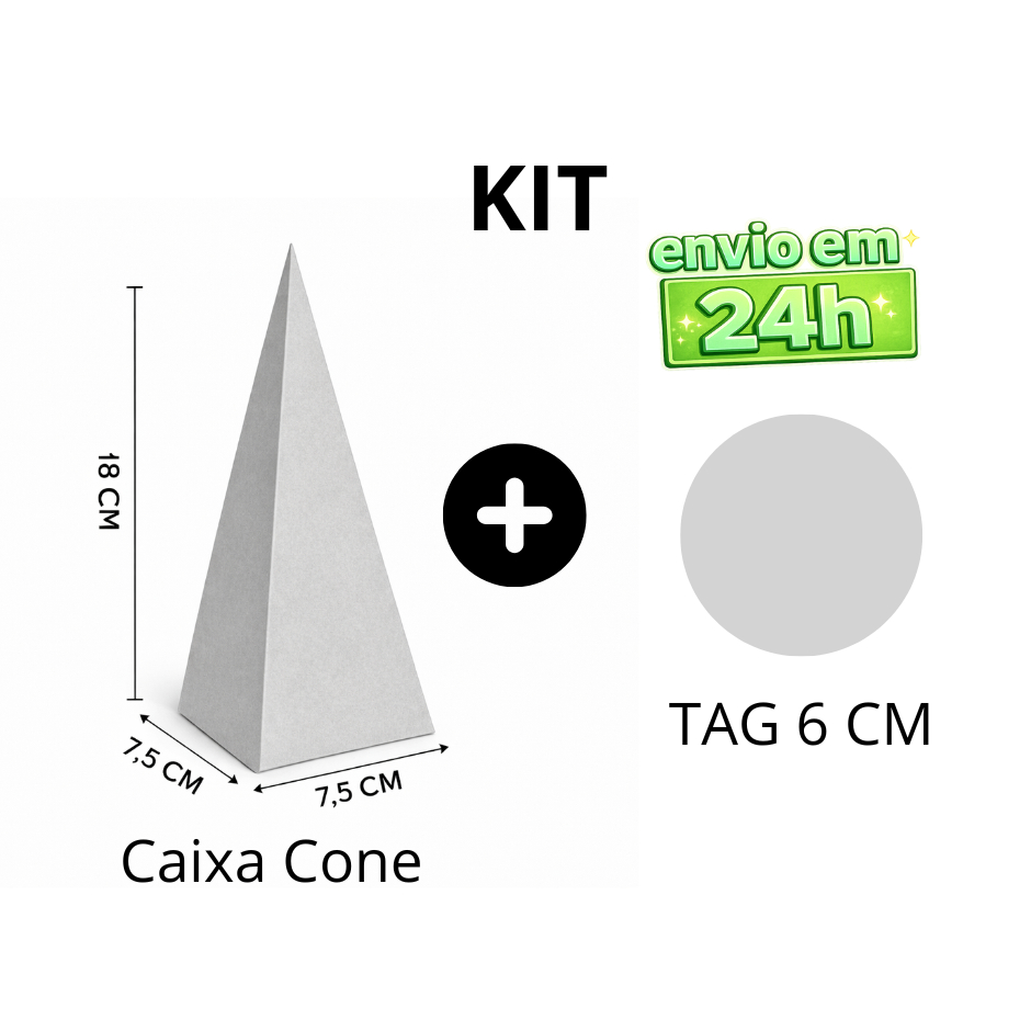 10 Caixa Cone/Pirâmide lisa CINZA para personalizar lembrancinhas para festa