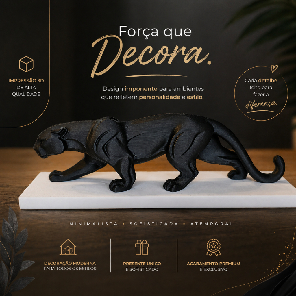 🖤 Estátua Pantera Premium 20cm – Destaque na Sua Decoração Hoje