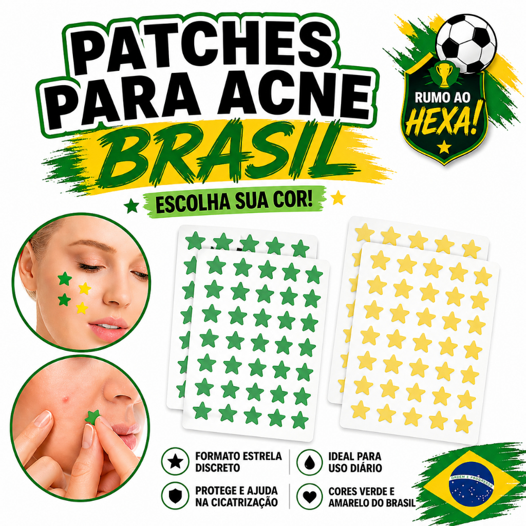 Adesivo Estrela Espinha Brasil Rosto Acne Patch Manchas Reparar Cuidado Colantes Pele figurinha copa