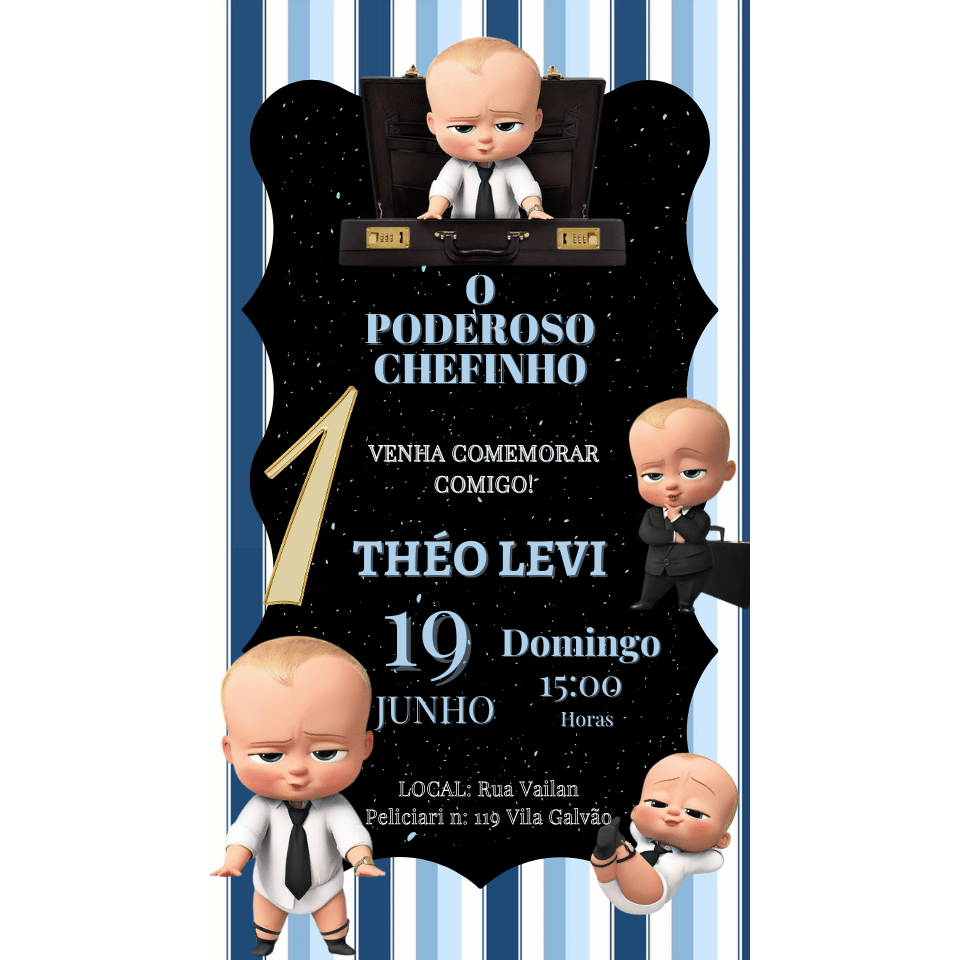 Convites Personalizados Aniversário Poderoso Chefinho ( arte + impressão )