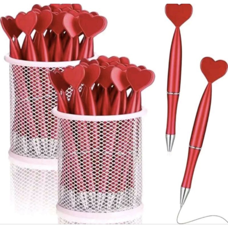 kit 3/5/10 Caneta de coração vermelho ideal para lembrancinhas presentear