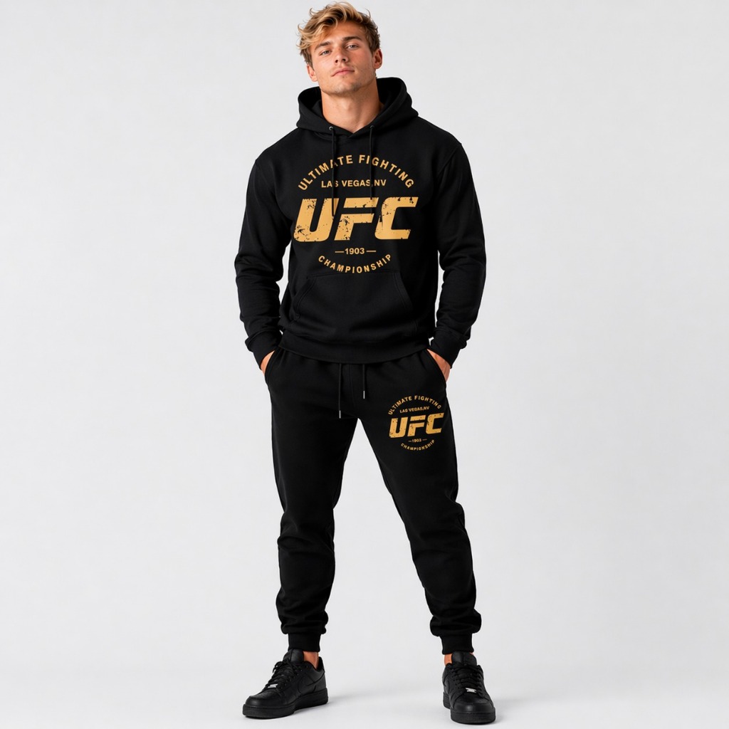 Conjunto Moletom Unissex com Estampa Modelo: "UFC com escrito Dourado" - Lançamento de Inverno 2026