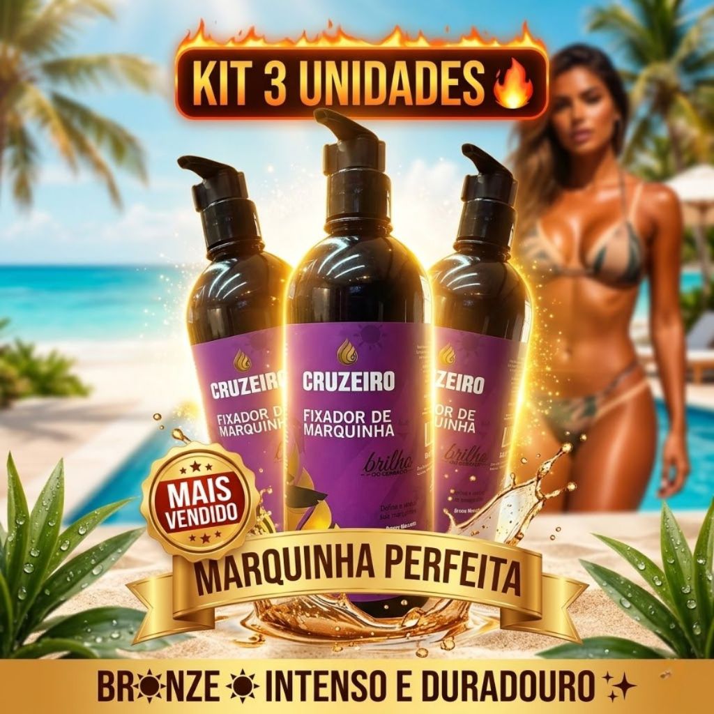 3 UND Fixador De Marquinha Cruzeiro 480ml - Bronzeamento Natural ao Sol