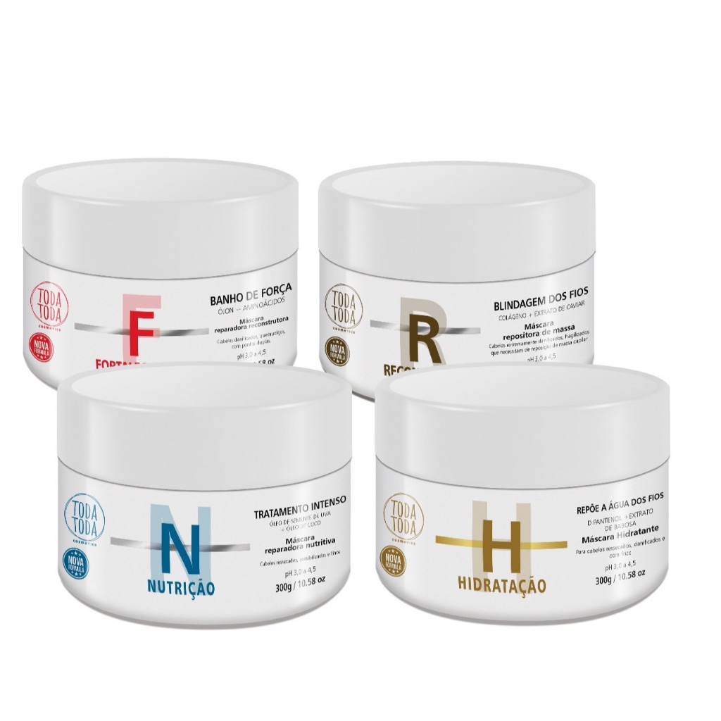 Kit Cronograma Capilar Todatoda - 4 Máscaras 300g: Tratamento Completo