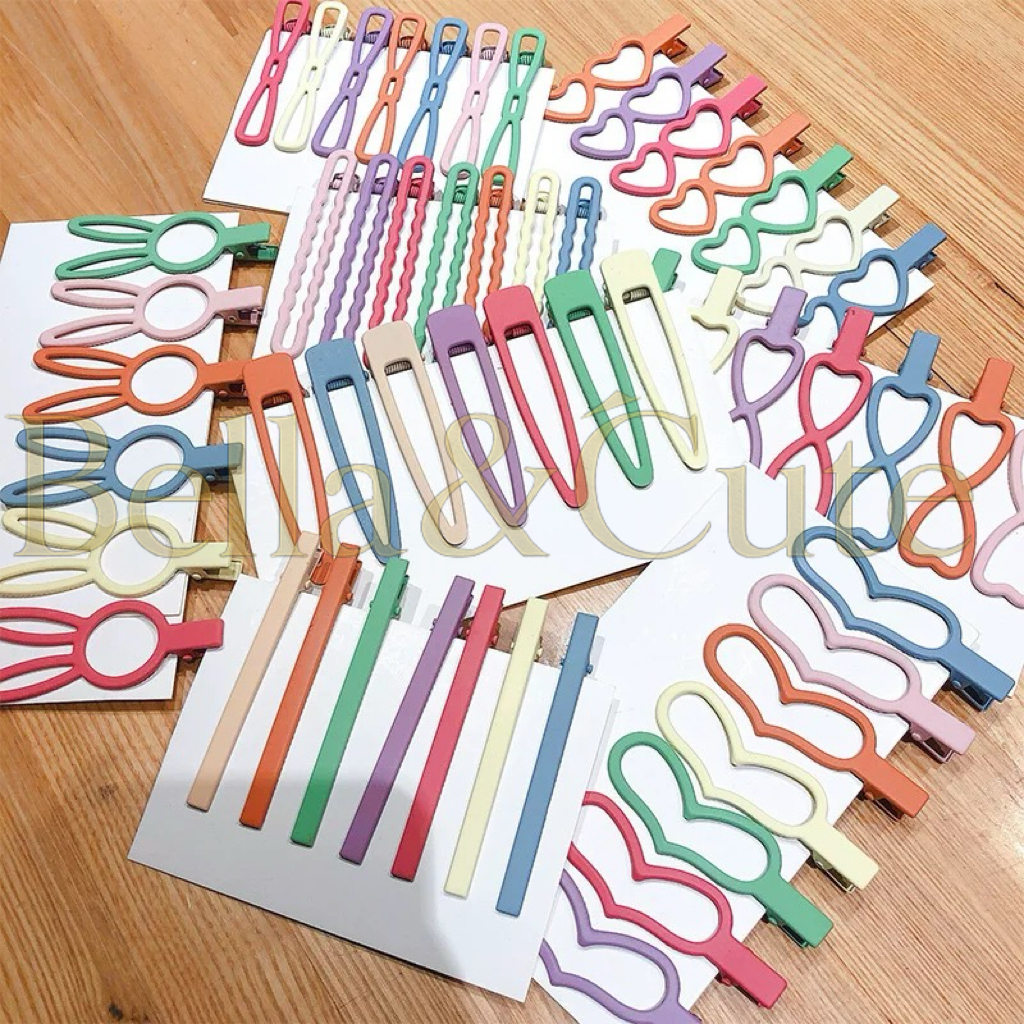 Kit 10 Unidades Presilhas de Cabelo Coloridas - Formato Metal/Slim 8cm