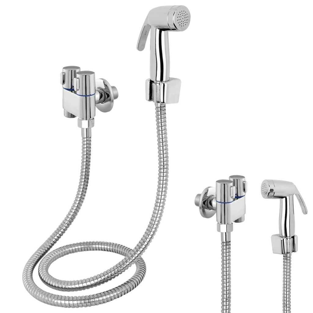 Ducha Higiênica Inox com Registro e Dupla Saída de Água –  Chuveirinho Completo