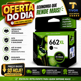 Cartucho 662XL Original Preto Para Impressoras Cz105ab 2516, 3516, 3546, 2546, 2646