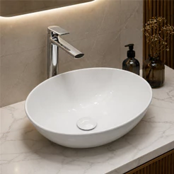 Cuba 40x33 de Porcelana Oval Modelo Havái Pia Lavatório De Banheiro Lavabo Com Valvula de Click
