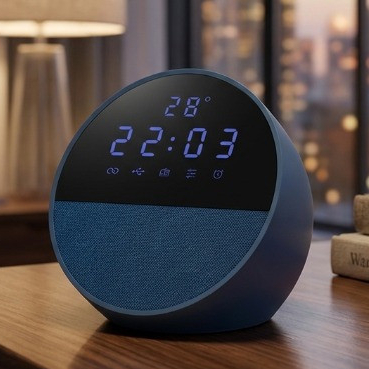 Caixa de Som Rádio Relógio de Mesa Bluetooth 15W Despertador Digital FM USB TWS LED Portátil