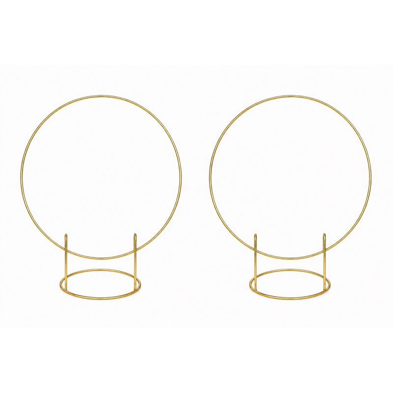 Kit 2 Mini Arco de Mesa Redondo Em Ferro Dourado Para Decorações de Festas