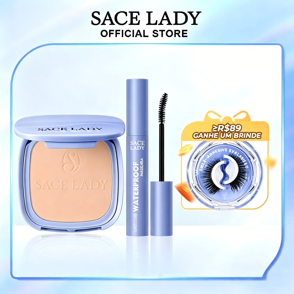 Kit de maquiagem SACE LADY Pó compacto com FPS 30 + Máscara à Prova d'Água Base & Olhos Perfeitos