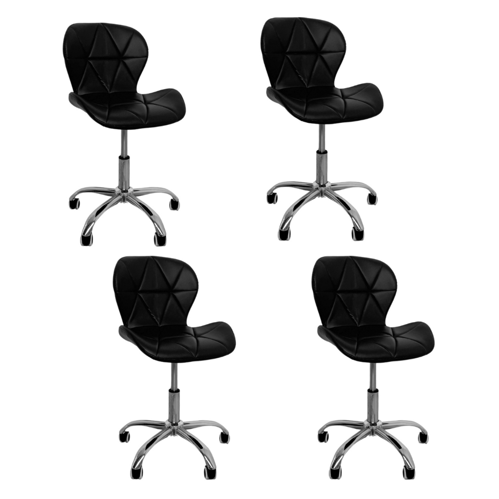 Kit 4 Cadeira Escritório Slim Vegas Base Giratória Estofada Home Office