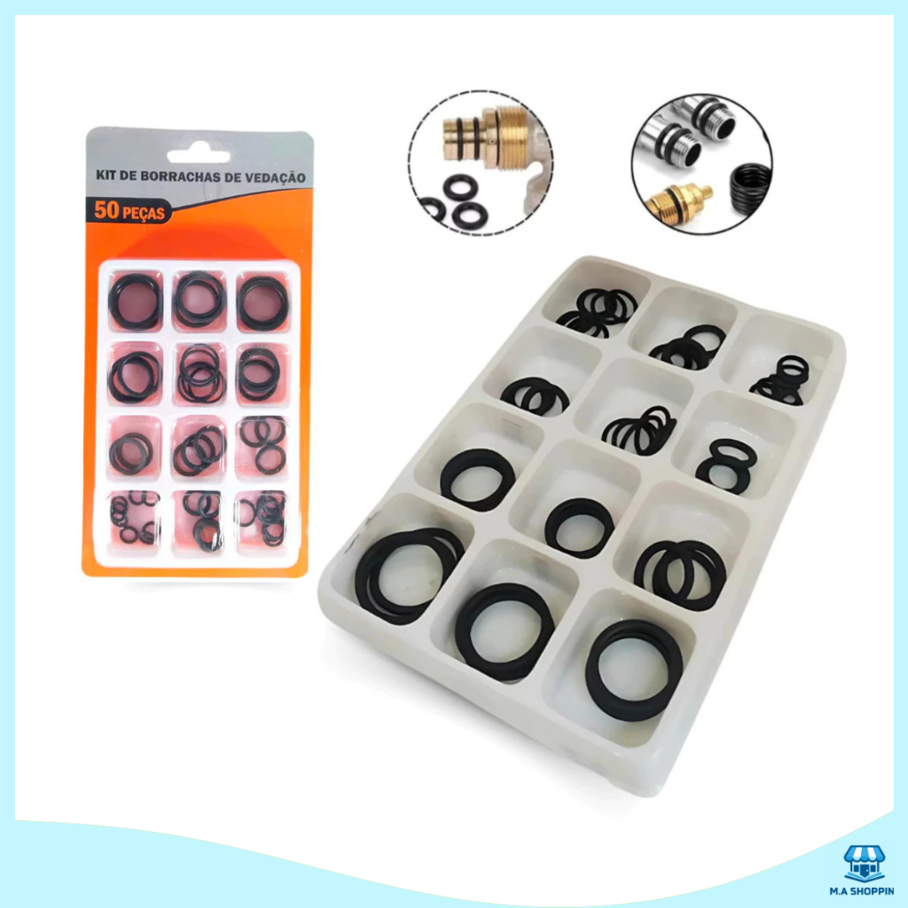 Kit Jogo De Anéis De Borracha O'ring Para Vedação Com 50 Peças - BestFer