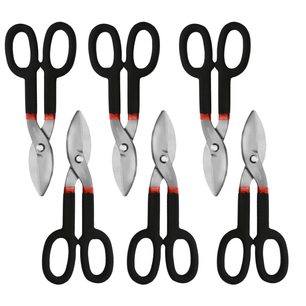 Kit 6 Tesoura De Funileiro 10 Fertak Corte Chapas Metal Funilaria Automotiva Industrial