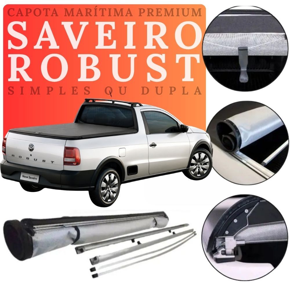 Capota Premium Saveiro G7 Robust 2019 Cabine Simples / Dupla - Reforçado, Impermeável, Sistema TREK