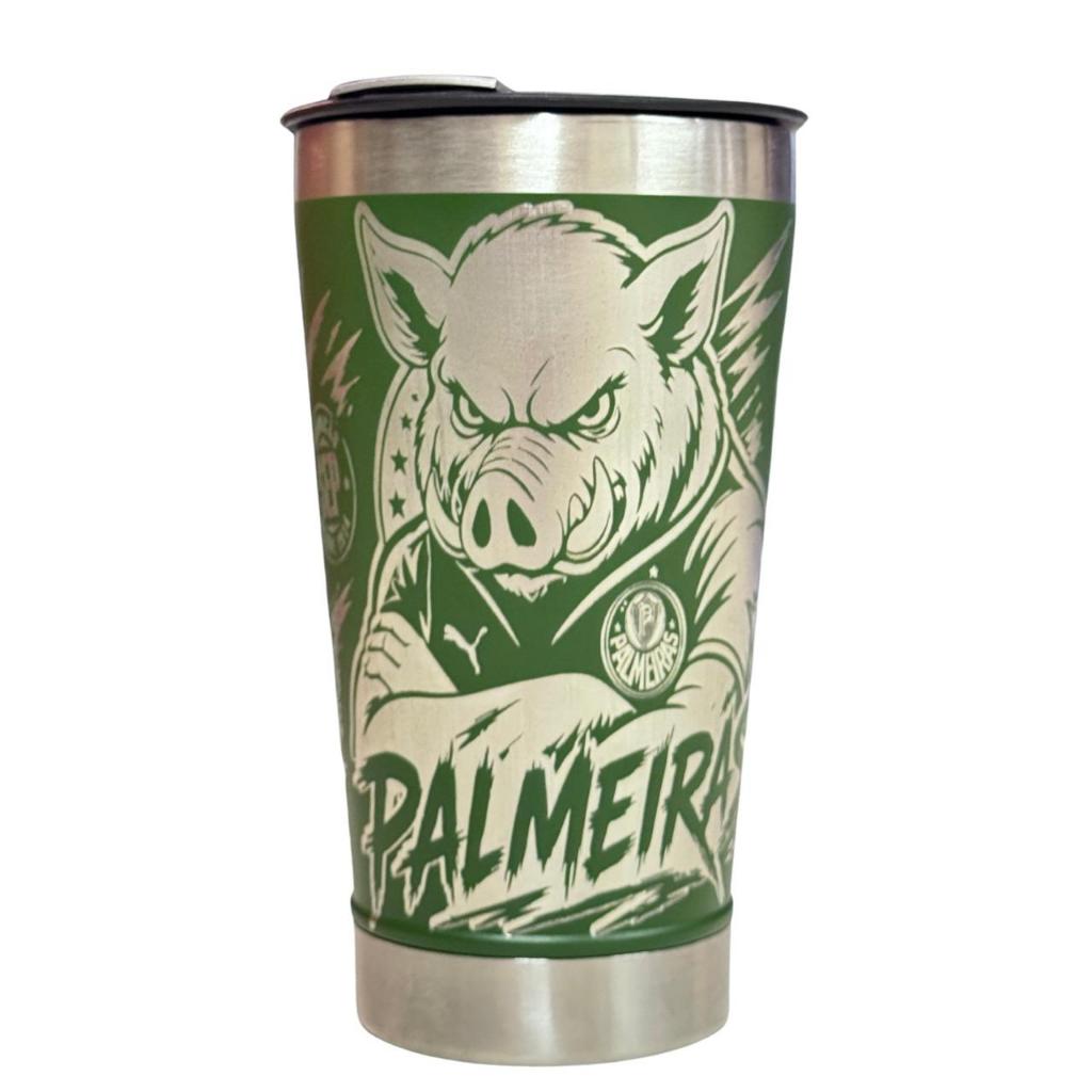 💚🐷 Copo Térmico 473ml Personalizado Palmeiras 2 Presente ideal para Torcedor