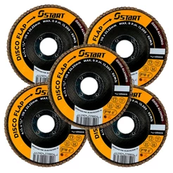 Disco De Lixa Flap 4.1/2 Grão 40 Para Lixadeira Kit Com 5 Peças
