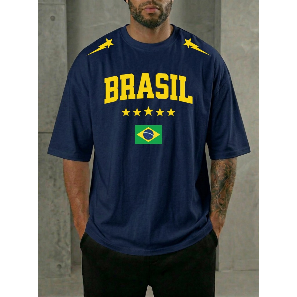 Camiseta Oversized Brasil Copa T-shirt Hexa Futebol Copa do Mundo 2026 Gola Redonda