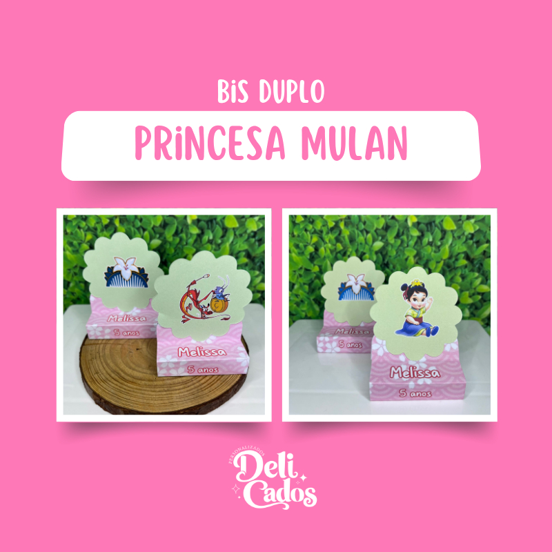 Porta Bis Duplo Personalizado PRINCESA MULAN | PRINCESA MULAN BABY | Lembrancinha Decoração Presente COLADO