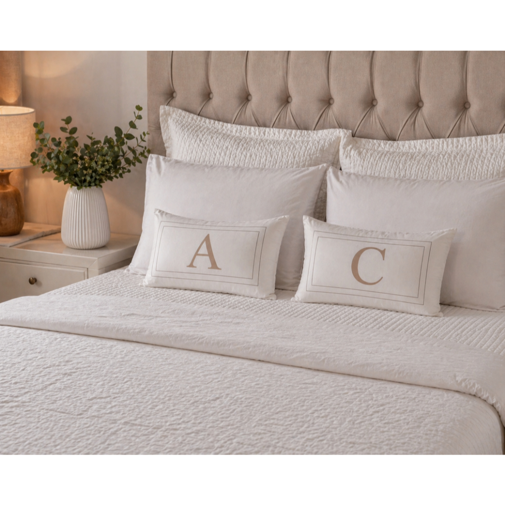 Kit 2 Capas de Almofadas Letras Iniciais Cama Casal baguete 30x50cm