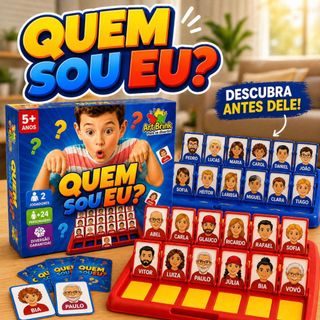 Jogo Quem Sou Eu portátil com 2 tabuleiros e 40 cartas ideal para 2 jogadores família amigos casal