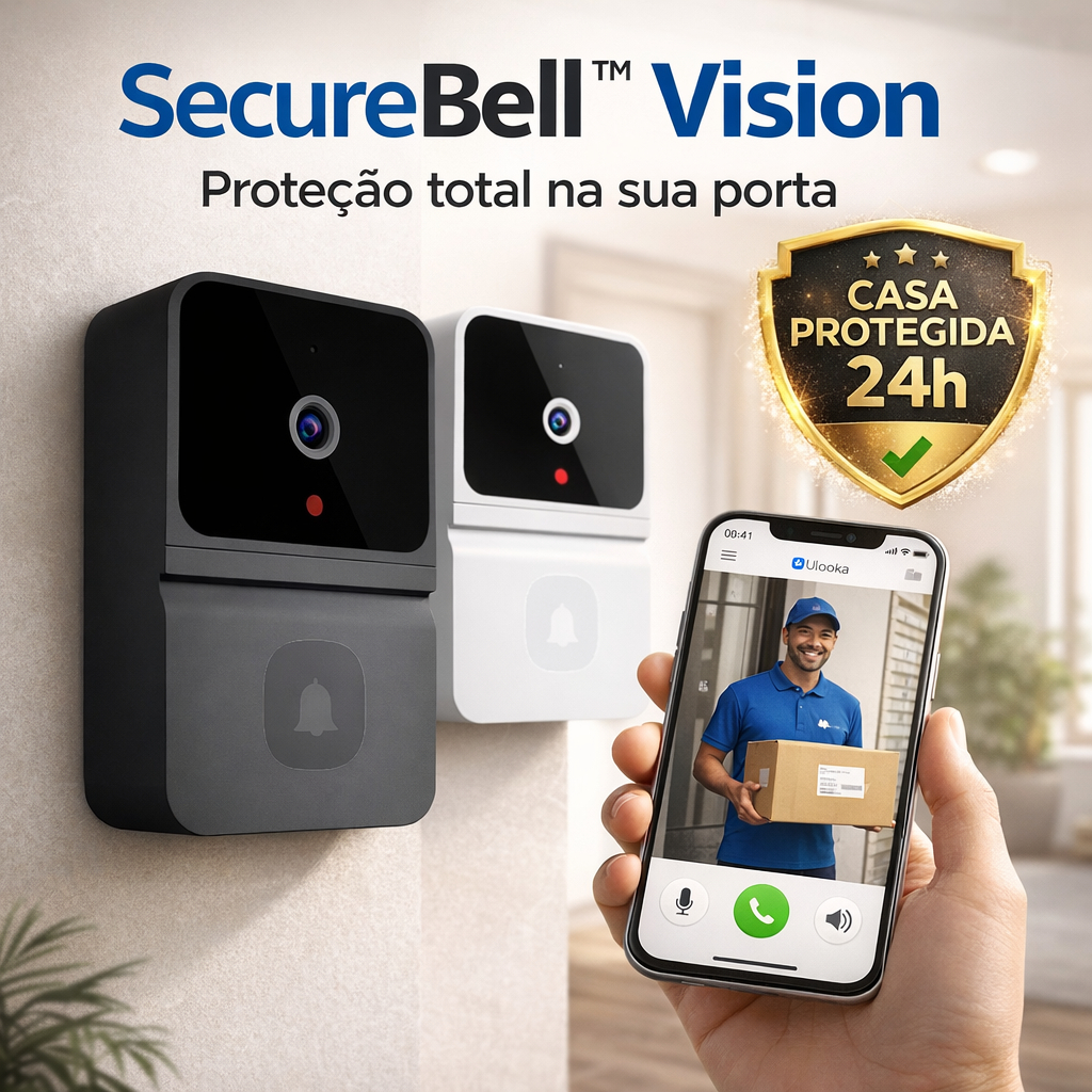 Campainha Inteligente WiFi Com Câmera HD Visão Noturna Áudio Bidirecional App Controle Remoto Sem Fio