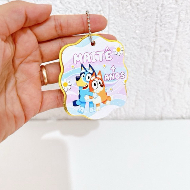 Tag Apliques Personalizados 3D para Lembrancinha | Bluey Menina | Etiqueta Festa Infantil | Qualquer Tema