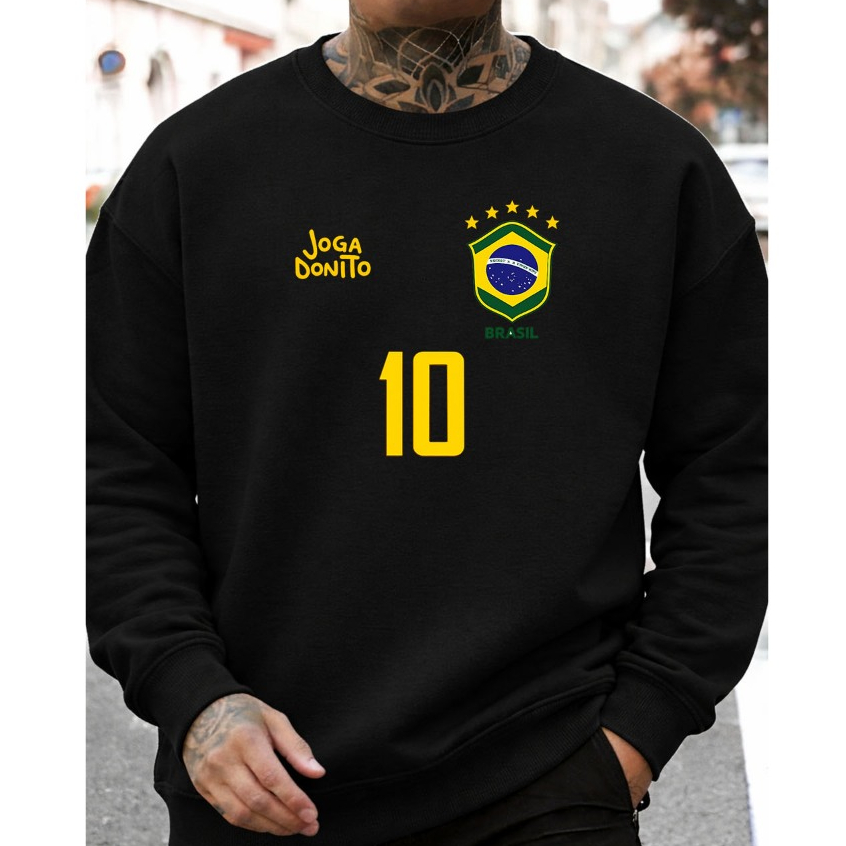 Moletom Masculino Brasil Algodão Blusa de Frio Flanelada Confortável Envio Imediato Oferta