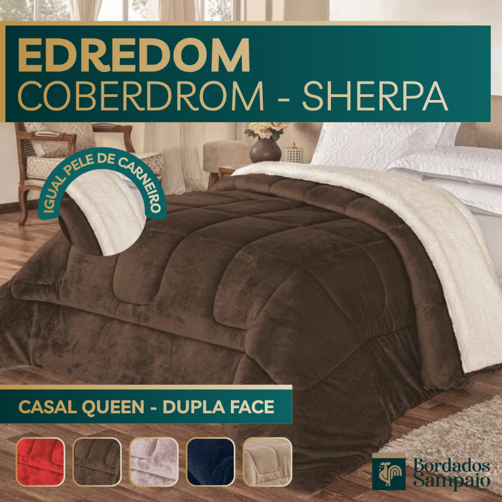 Edredom Sherpa Cobertor Manta Coberdrom Casal Queen Dupla Face (IMITA PELE DE CARNEIRO) SOFT FELPUDO
