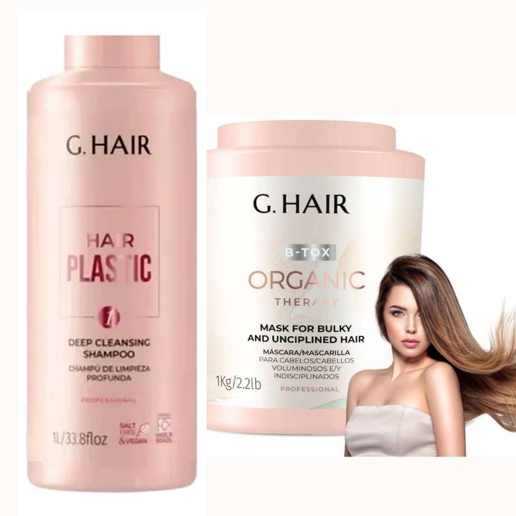 G.Hair - Máscara B-Tox Organic Therapy Redução do Volume 1Kg + Shampoo Anti Resíduos Ghair 1LT