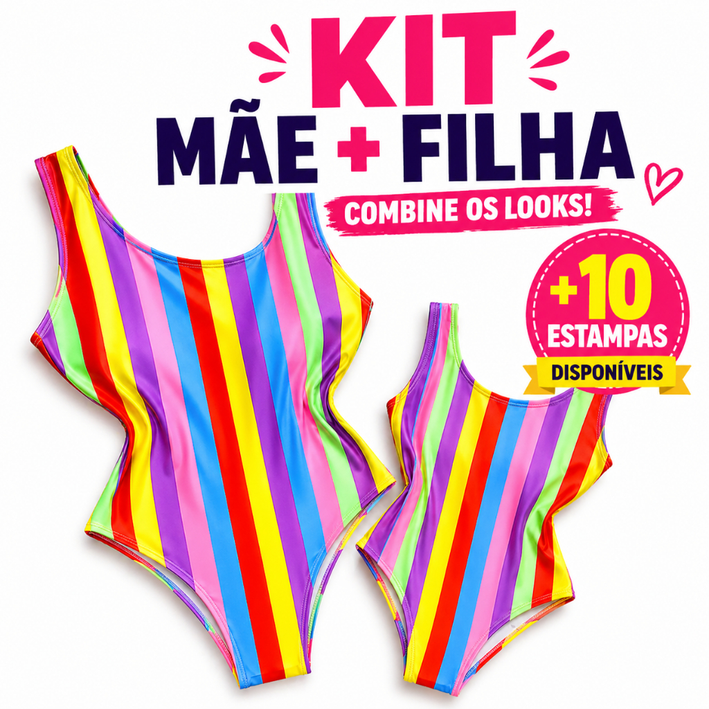 Maiô Mãe e Filha | Conjunto 2 peças | Moda praia Feminina | Biquíni Suplex | Body