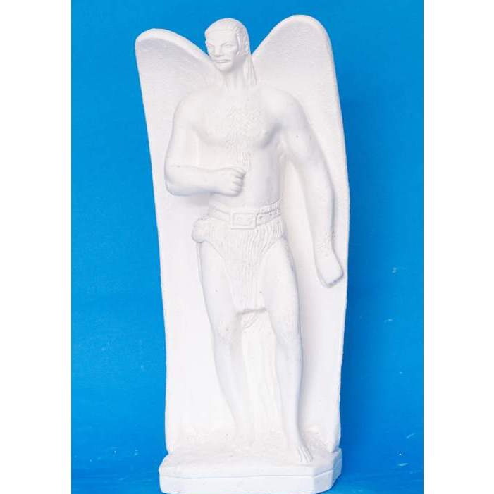 Escultura em Gesso Cru Imagem Exu Morcego 45cm