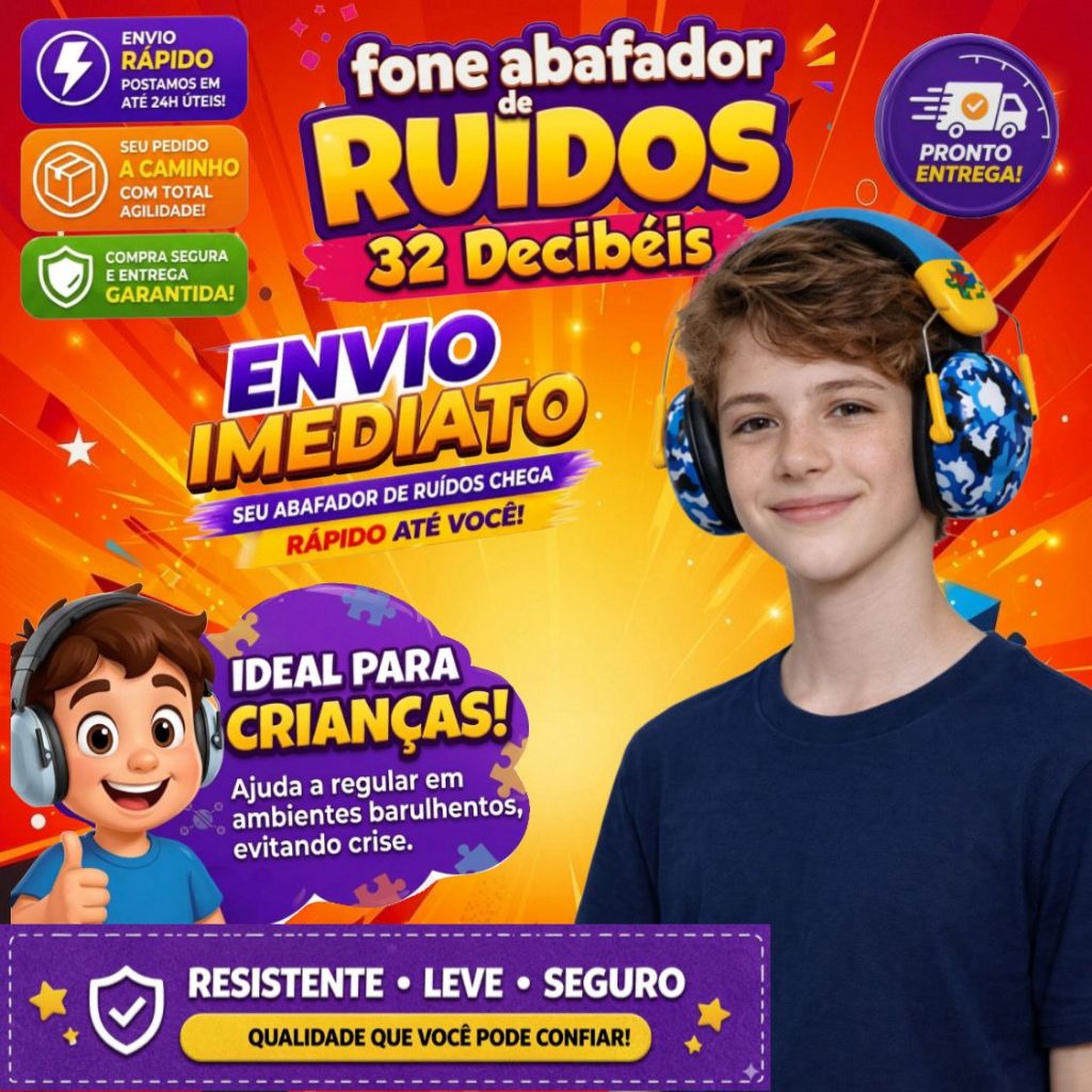 Abafador Autismo 32DB Infantil Fone Protetor de Ouvido Auricular Ruido Confortavel Tdah Tea Autista