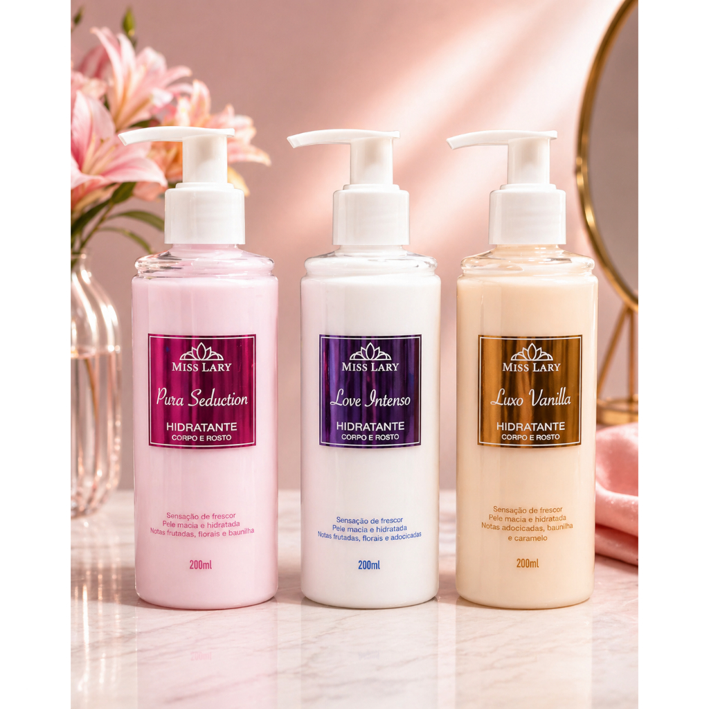 HIDRATANTE CORPORAL MISS LARY 200ML – PURA SEDUCTION | LOVE INTENSO | LUXO VANILLA